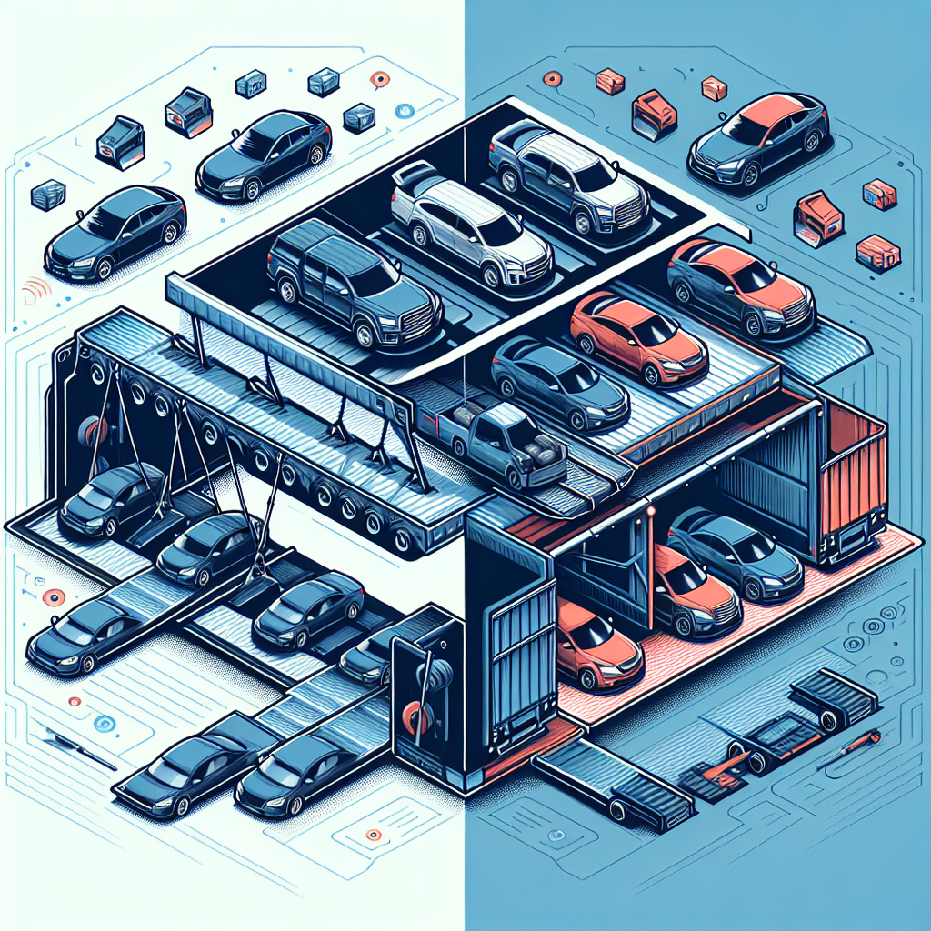[Relevant Image: Comparison image showing open vs. enclosed car carriers, highlighting the differences in protection and illustrating how vehicles are loaded and secured.]