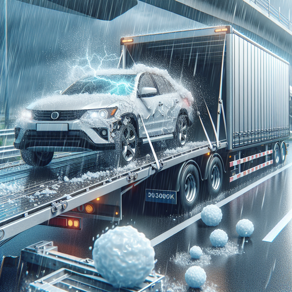 [Relevant Image: Example of Hail Damage to a Car During Shipping]