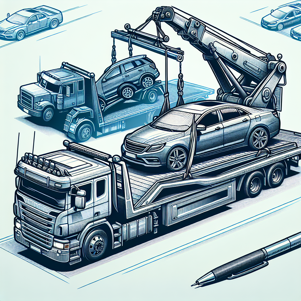 [Relevant Image: Flatbed tow truck loading a non-running vehicle with a crane]