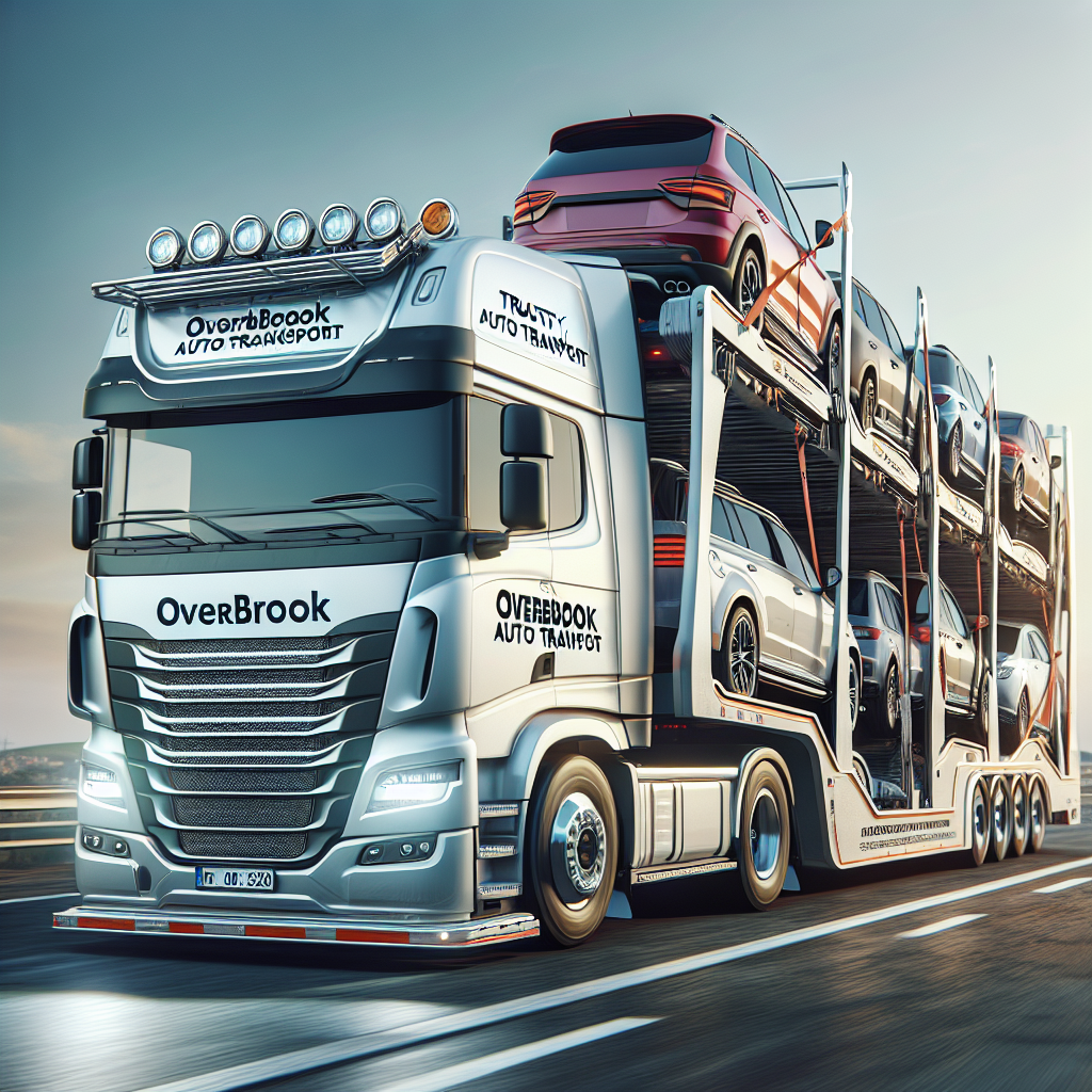 [Relevant Image: Overbrook Auto Transport truck secured with multiple straps]